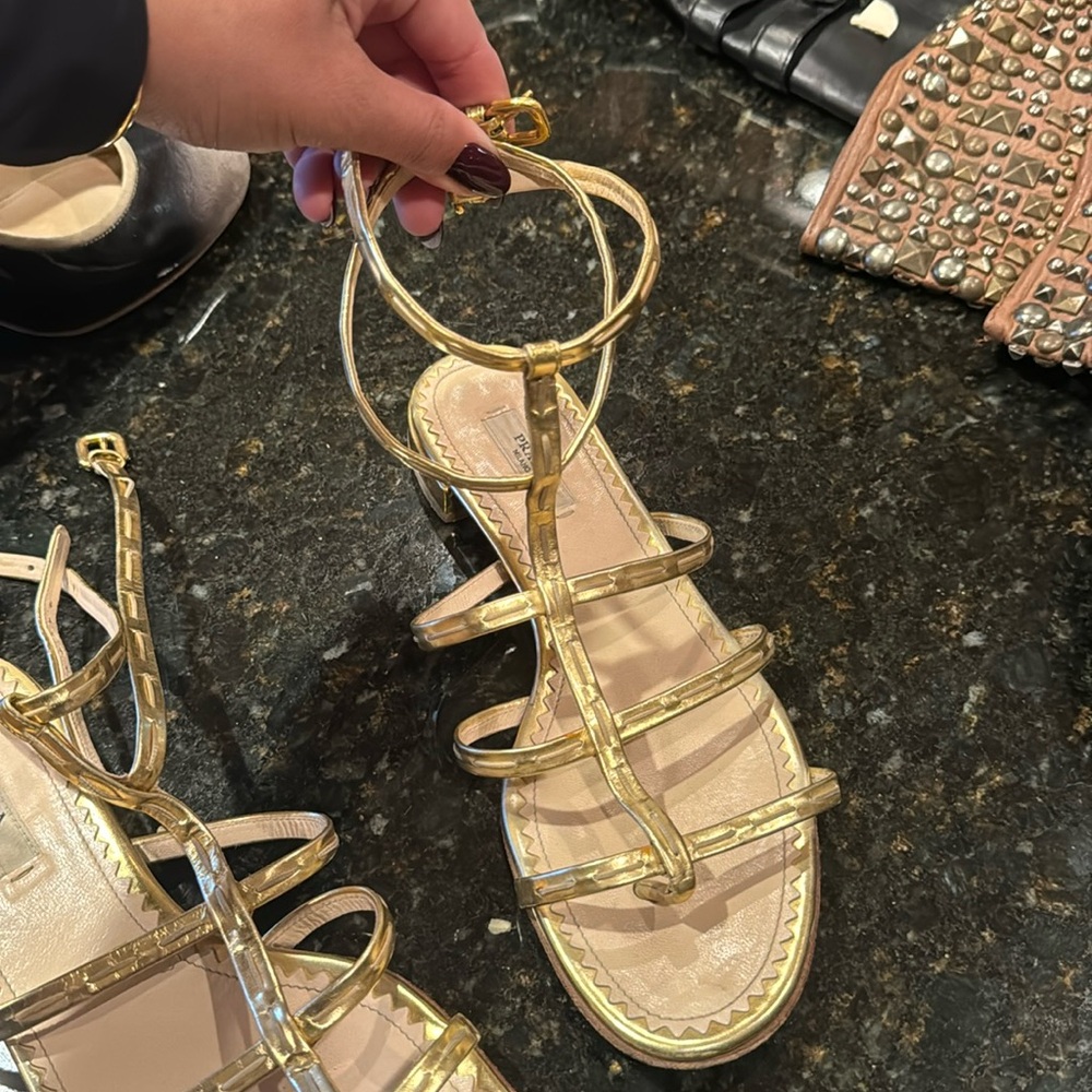 Gold Prada Sandals